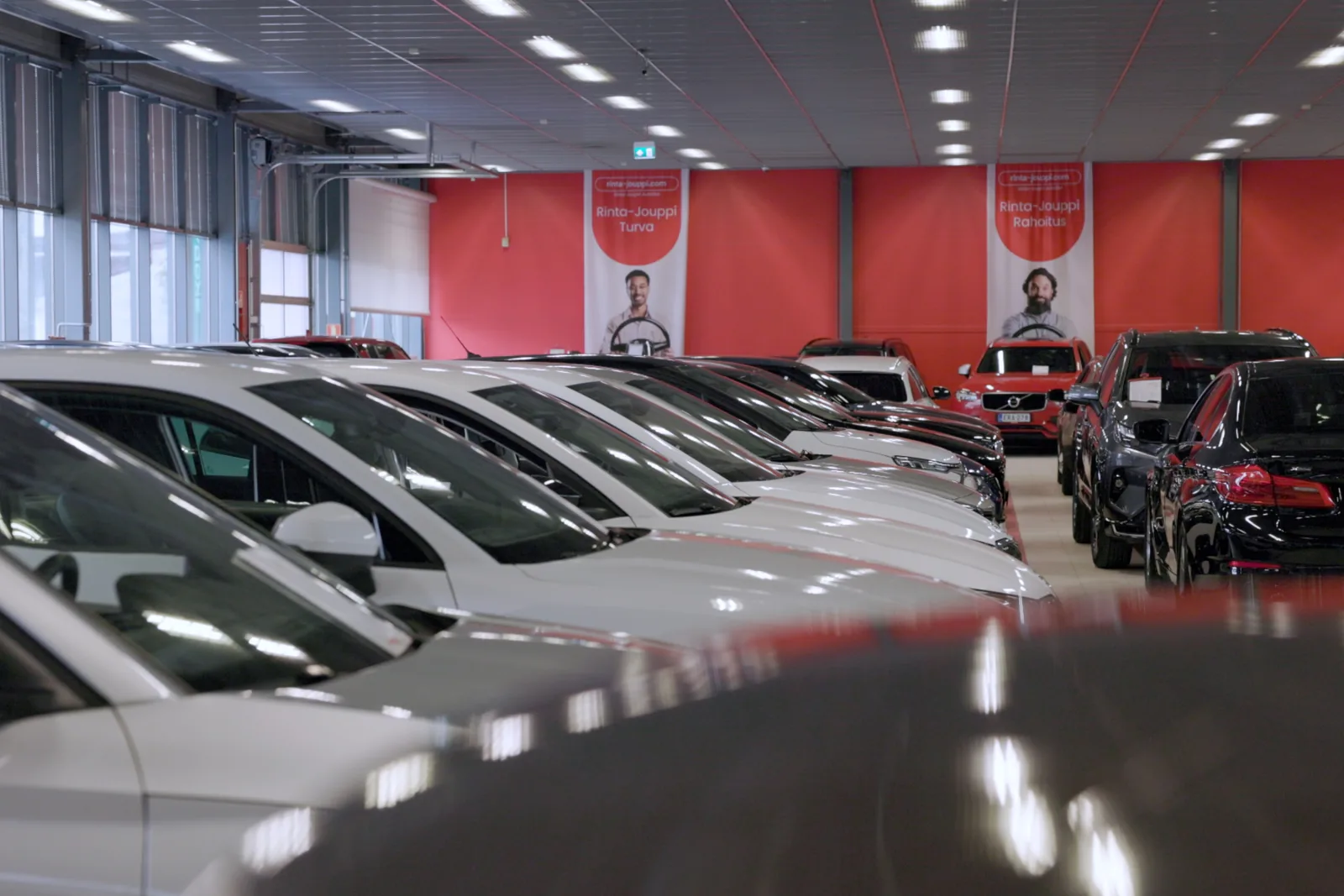 Cars on display at Rinta-Joupin Autoliike
